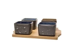 Cosy & Trendy Bolivia Aperoset 5 delig 4 X 8.5X8.5XH5.6 Met Bamboe basis 25.3X22CM 8747086