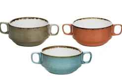 Cosy & Trendy Brisbane soepkom (Blauw, Grijs, Oranje) D10XH5,3CM 2 grepen - 1480310