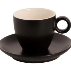 Set 6 Maastricht Porselein Bart Mat Kop & schotel 17 cl 13,5 cm Zwart 532681+532684